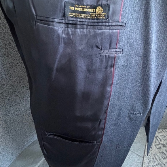 Hart Schaffner Marx Gray Blue Pinstripe Wool Suit 42L 2 Piece Hidden Flaw - Picture 9 of 16